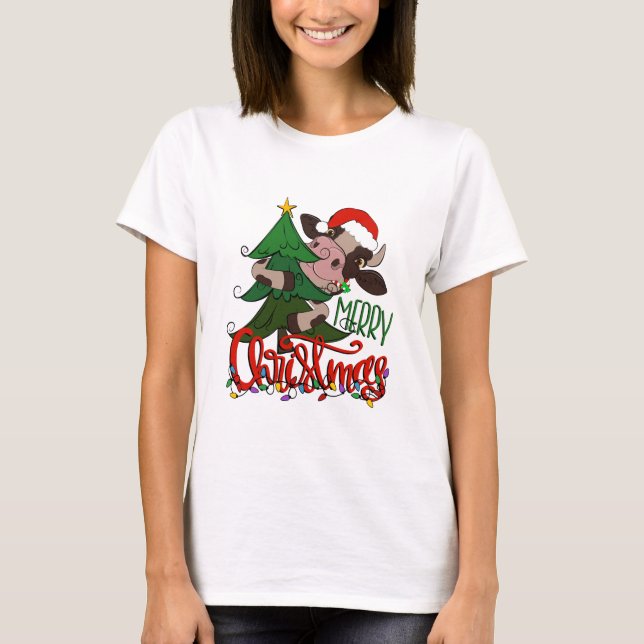 Merry Christmas Cow T-Shirt (Front)