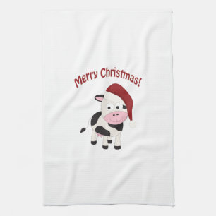 Merry Christmas Cow Towel
