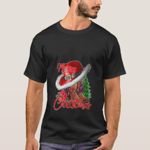 Merry Christmas Cowboy Boots Xmas Tree Lights Cowg T-Shirt