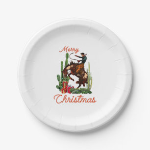 Merry Christmas Cowboy Paper Plates