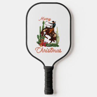 Merry Christmas Cowboy Pickleball Paddle