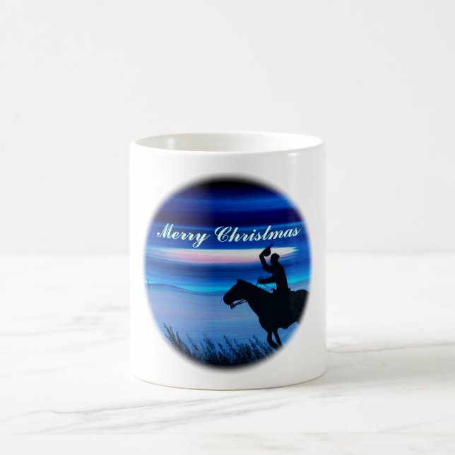 Merry Christmas Cowboy Rider Coffee Mug (Center)