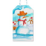 Merry Christmas Cowboy Snowman Gift Tags
