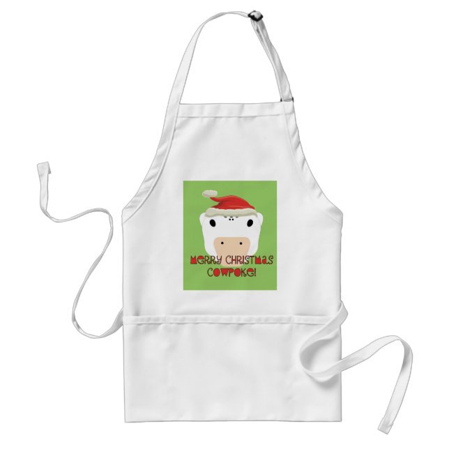 Merry Christmas CowPoke Adult Apron (Front)