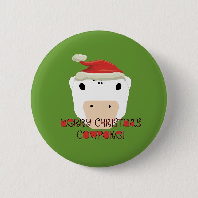 Merry Christmas CowPoke Button (Front)