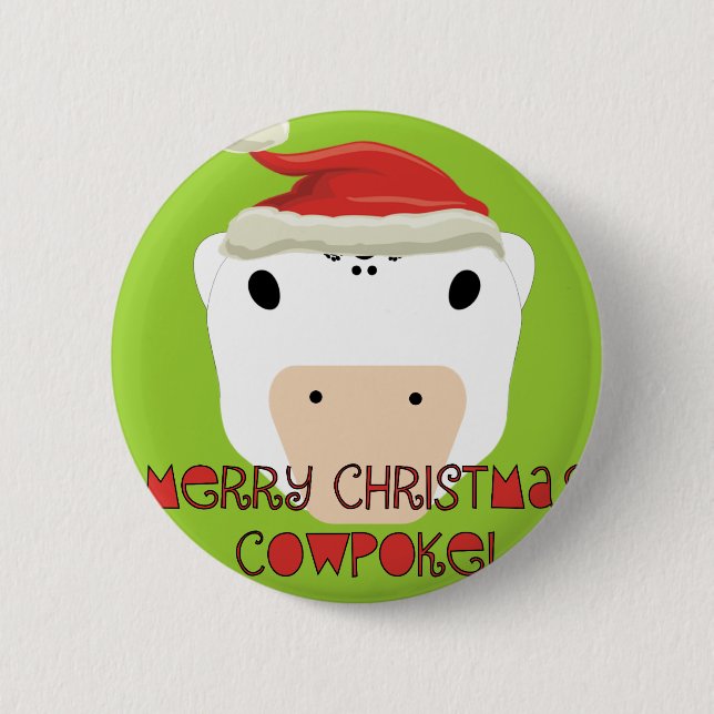 Merry Christmas CowPoke Button (Front)