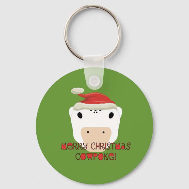 Merry Christmas CowPoke Keychain (Front)