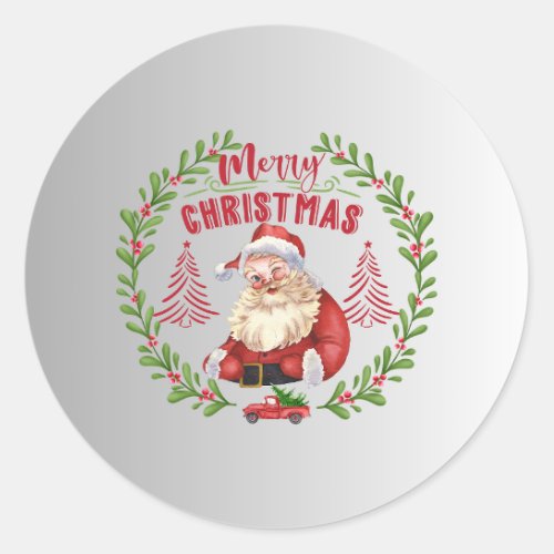 Merry Christmas Cozy and Charitable Holiday Vibes Classic Round Sticker