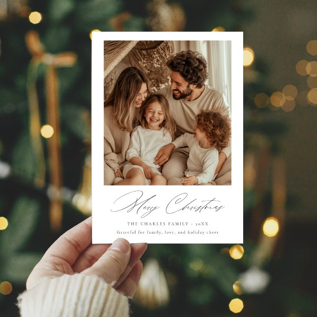 Merry Christmas Cozy Minimalist Family Photo Card (Creator Uploaded)