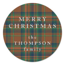 Merry Christmas Cozy Navy and Orange Plaid Flannel