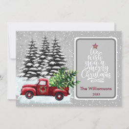 Merry Christmas Cozy Red Truck Christmas Card