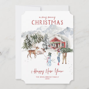 Merry Christmas Cozy Rustic Cabin Holiday Card