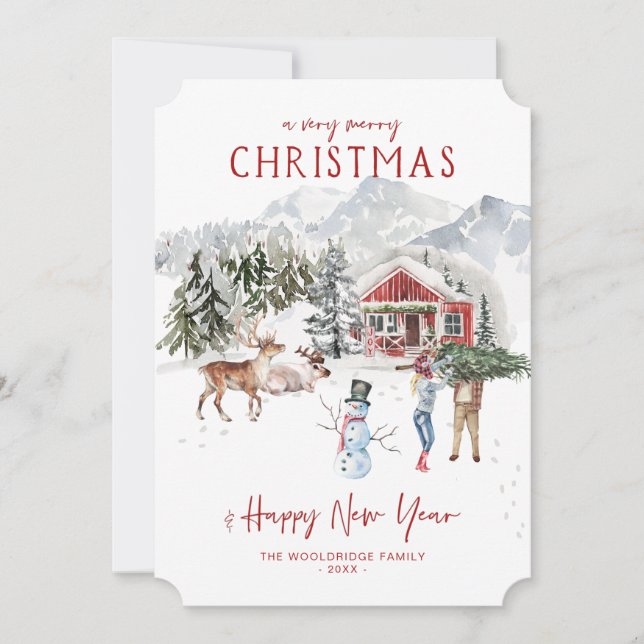 Merry Christmas | Cozy Rustic Cabin Holiday Card (Front)
