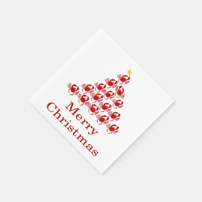 Merry Christmas Crab Paper Napkins (Corner)