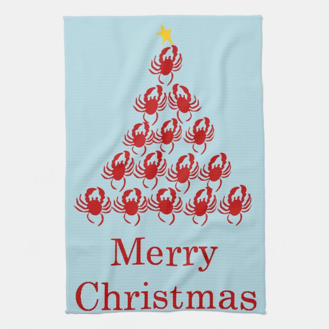 Merry Christmas Crab Towel (Vertical)