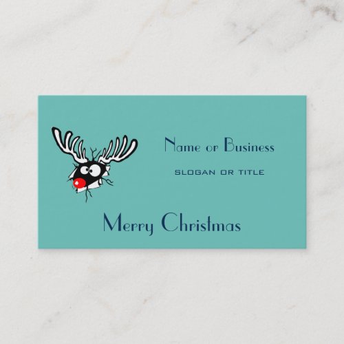 Merry Christmas Crazy Red Nosed Reindeer Business Card