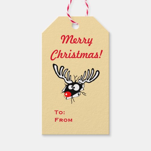 Merry Christmas Crazy Red Nosed Reindeer Gift Tags