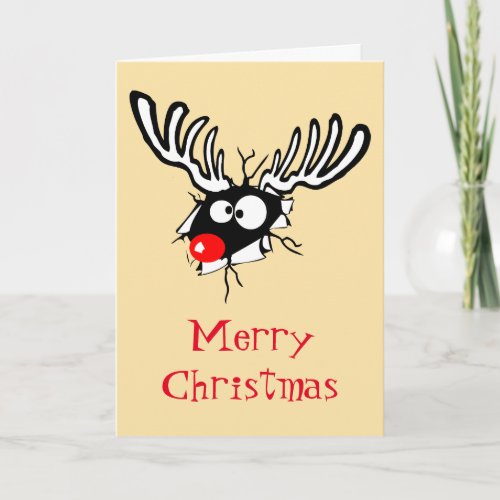 Merry Christmas Crazy Red Nosed Reindeer Holiday Card