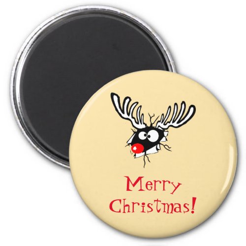 Merry Christmas Crazy Red Nosed Reindeer Magnet