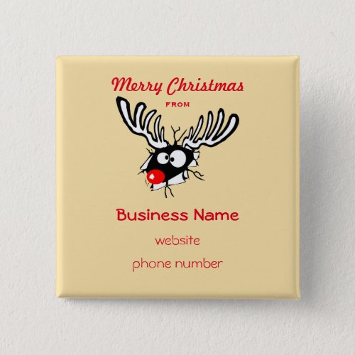 Merry Christmas Crazy Red Nosed Reindeer Pinback Button