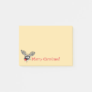 Merry Christmas Crazy Red Nosed Reindeer Post-it Notes