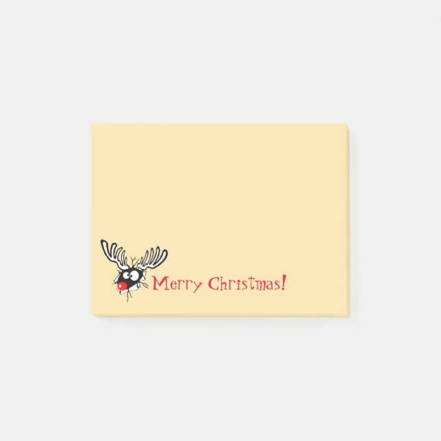 Merry Christmas Crazy Red Nosed Reindeer Post-it Notes (Front)