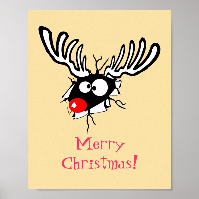 Merry Christmas! Crazy Red Nosed Reindeer Poster (Front)