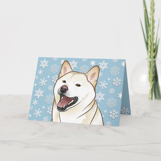 Merry Christmas Cream Shiba Inu Customizable Card (Front)