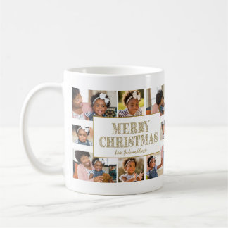 Merry Christmas Create Your Own 8 Photo Collage Coffee Mug