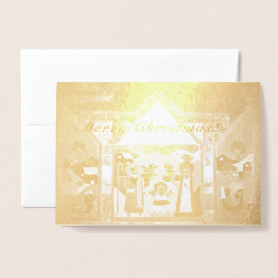 "Merry Christmas" Creche Scene Foil Card