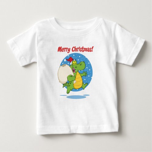 Merry Christmas Crocodile Santa  Holidays Baby T_Shirt