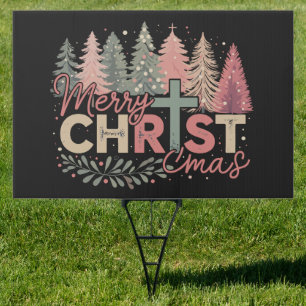 Merry Christmas Cross Faith Jesus Christian Story Sign