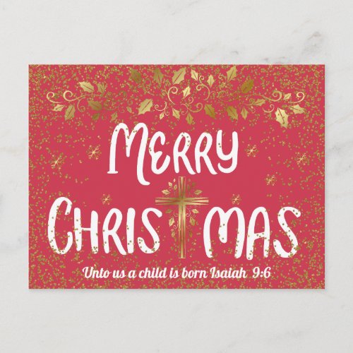 Merry Christmas Cross Scripture Postcard