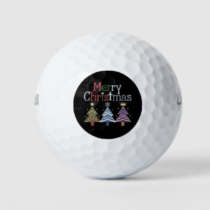 Merry Christmas Cross Xmas Tree Retro Golf Balls