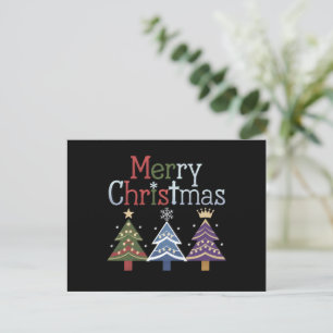 Merry Christmas Cross Xmas Tree Retro Holiday Postcard