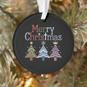 Merry Christmas Cross Xmas Tree Retro Ornament