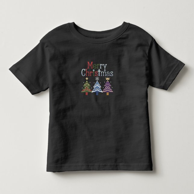 Merry Christmas Cross Xmas Tree Retro Toddler T-shirt (Front)