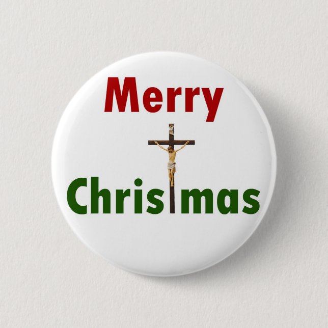 Merry Christmas Crucifix Button (Front)