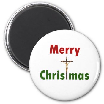 Merry Christmas Crucifix Magnet by Unique_Christmas at Zazzle
