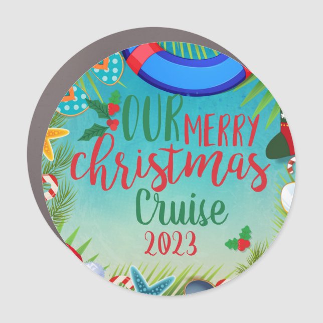 Merry Christmas Cruise Stateroom Door Magnet (Front)