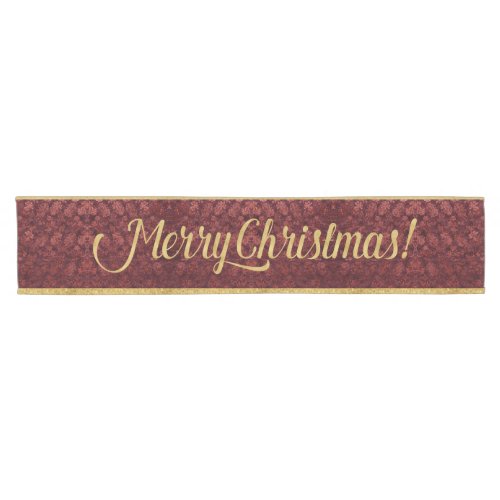 Merry Christmas Crushed Velvet Floral Red Runner