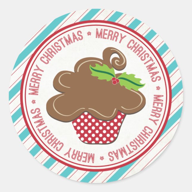 Merry Christmas Cupcake Stickers (Front)