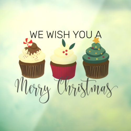 Merry Christmas Cupcake Window or Wall Cling
