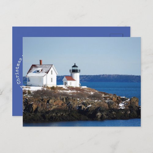 Merry Christmas Curtis Island Lighthouse Holiday Postcard