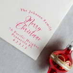 MERRY CHRISTMAS Curved Text Family Name & Address Self-inking Stamp<br><div class="desc">Create your own personalized custom MERRY CHRISTMAS Curved Text Family Name & Address self-inking stamp. Featuring a gracefully arched curved text for your family name. Merry Christmas appears in a delightfully loose calligraphic script with a small heart for a tittle on the 'i'. Your return address occurs beneath, well-spaced to...</div>