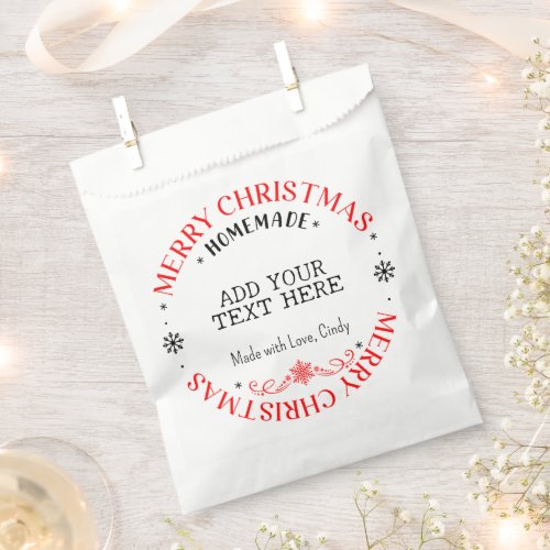 Merry Christmas Custom Add Text Homemade Treat   Favor Bag