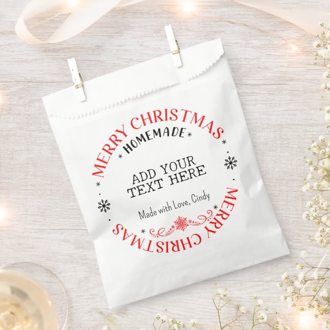 Merry Christmas Custom Add Text Homemade Treat   Favor Bag (Clipped)