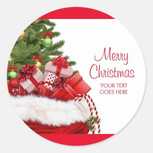 Merry Christmas Custom Add Your Text Gifts Elegant Classic Round Sticker