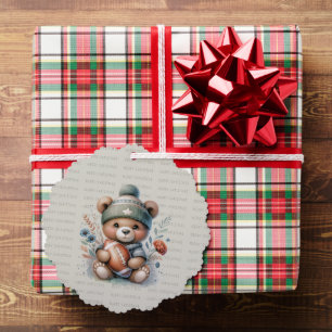 Merry Christmas Custom Bear with Photo  Ornament Card
