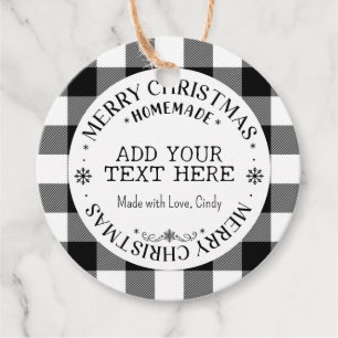 Merry Christmas Custom Buffalo Plaid Homemade Favor Tags